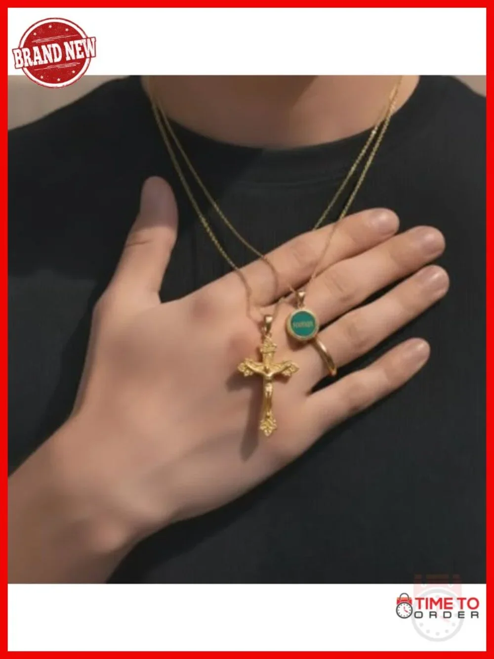 Gold Cross Necklace Crucifix Pendant Religious Jewelry for Women Men